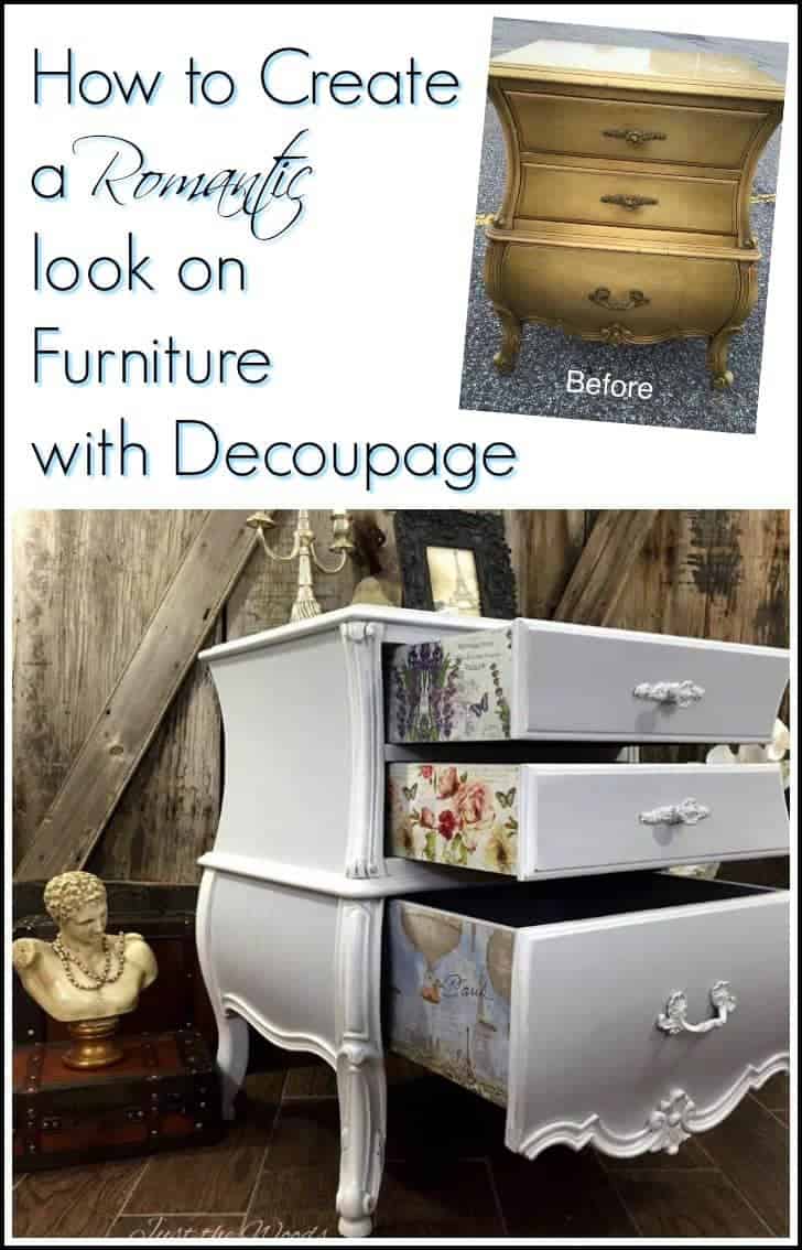 Romantic painted bombe chest. Add decoupage to painted furniture. Decoupage pretty prints to the sides of drawers for an added surprise #paintedfurniture #paintedbombechest #romanticfurniture #furnituremakeover #paintedfurniturebeforeandafter #furnituredecoupage