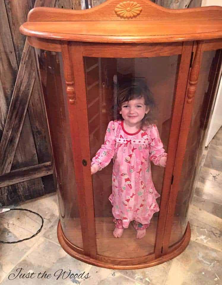 doll case, curio cabinet makeover, diy curio cabinet, painting curio cabinet ideas