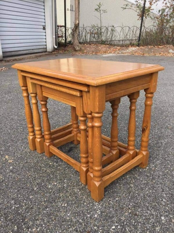 The Most Unique Way to Make Over Oak Stacking Tables