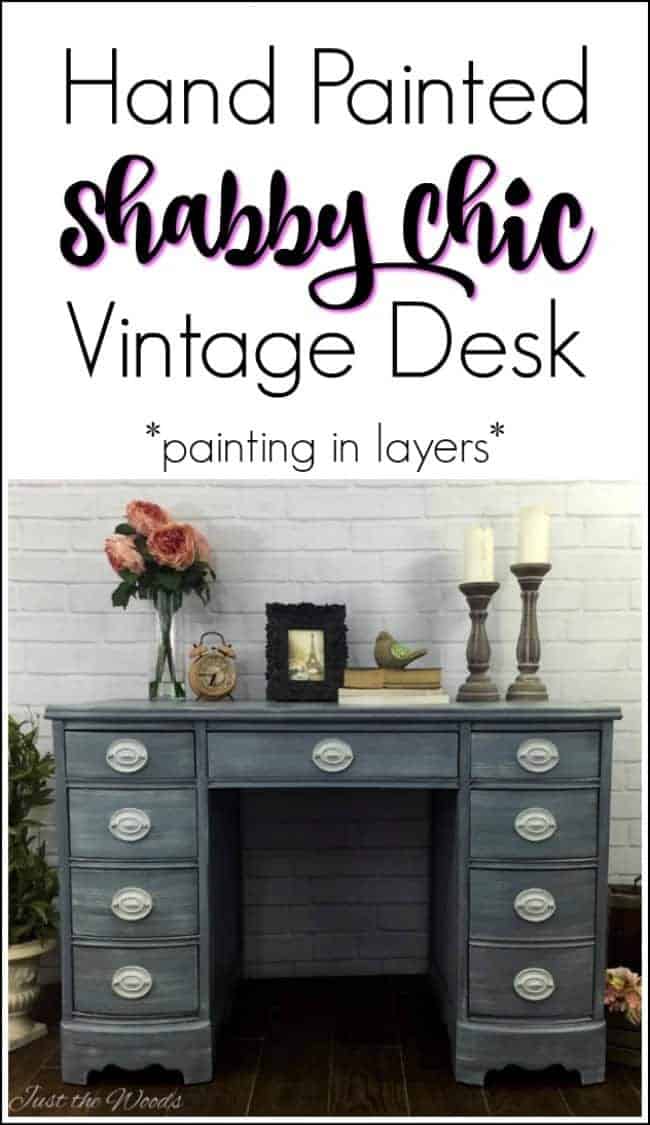 Shabby Chic Desk Hand Painted In Layers Of Grays