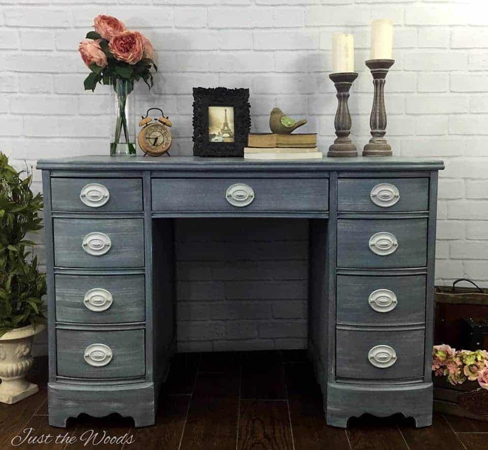 Painted Shabby Chic Hepplewhite Desk, shabby chic desk, vintage desk, painted desk, chalk paint, just the woods