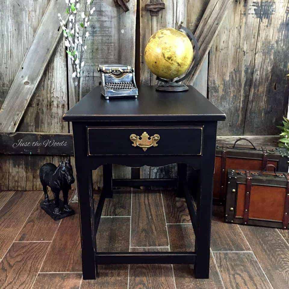 Classic Black Distressed painted table by Just the Woods