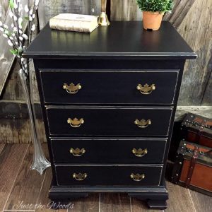 Black Distressed, painted Dresser, Just the Woods