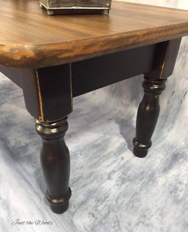 Black, Stain & Wood Grain Coffee table Makeover by Just the Woods