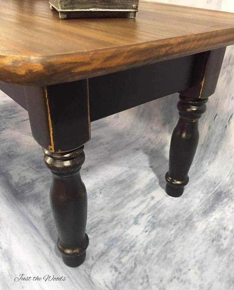 Black, Stain & Wood Grain Coffee table Makeover by Just the Woods