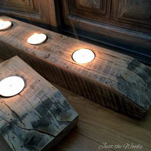 Rustic Reclaimed Barn Wood Tea Light Candle Holders by Just the Woods