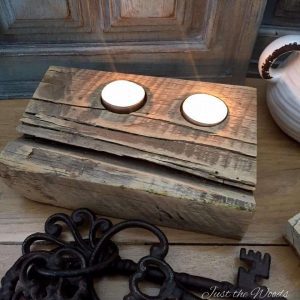 Rustic Reclaimed Barn Wood Tea Light Candle Holders by Just the Woods