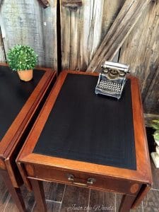 Painting a leather top table, Can I paint leather table, how to paint leather, painted leather tables, vintage furniture, painted furniture, just the woods