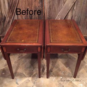 Drop Side table, vintage tables, leather tables, vintage furniture, paint leather