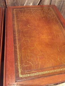 Antique tables with leather inlay, leather tables, how to paint leather