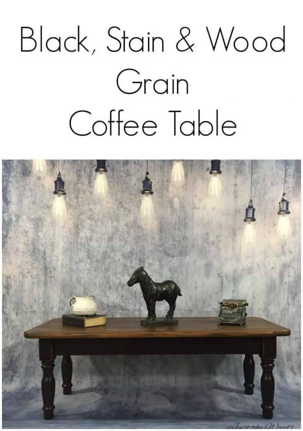 Black, Stain & Wood Grain Coffee table Makeover by Just the Woods