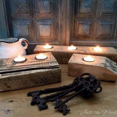 Rustic Barn Wood Tea Light Candle Holders