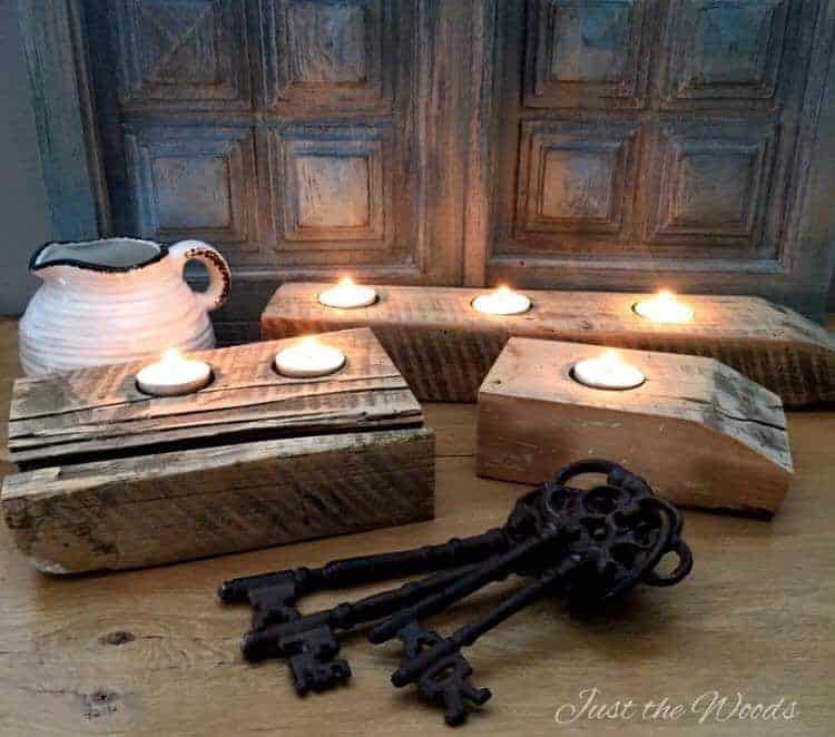 Rustic Barn Wood Tea Light Candle Holders