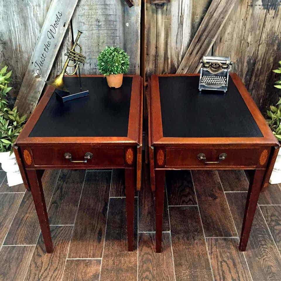 paint leather, how to paint leather, painted leather tables, black paint, painted black furniture