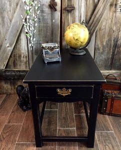 painted table, black chalk paint, distressed black, painted furniture, vintage table