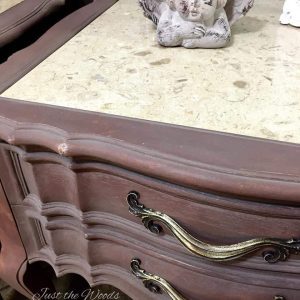 Romantic Painted Gustavian Style Tables / Just the Woods, marble top tables