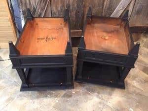 Thin Blue Line Painted End Tables, black painted tables