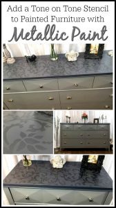 tone-on-tone-dresser, stencil dresser, metallic paint, painted dresser