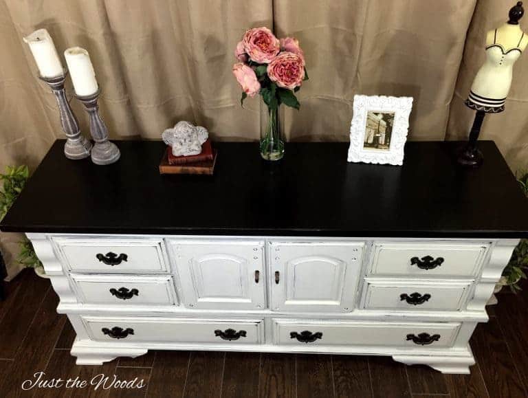 How to Paint a Distressed White Dresser with Surprise Drawers