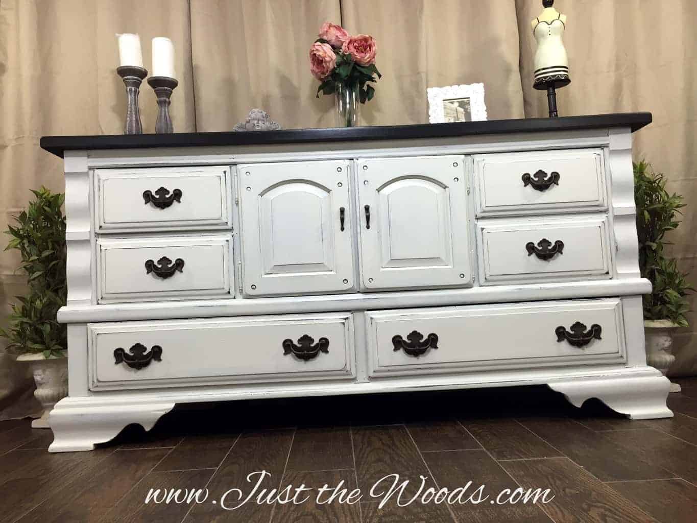 How To Paint A Distressed White Dresser, Vintage Painted Dresser