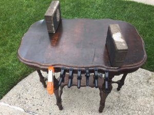 antique table, parlor table, vintage furniture, damaged antique table