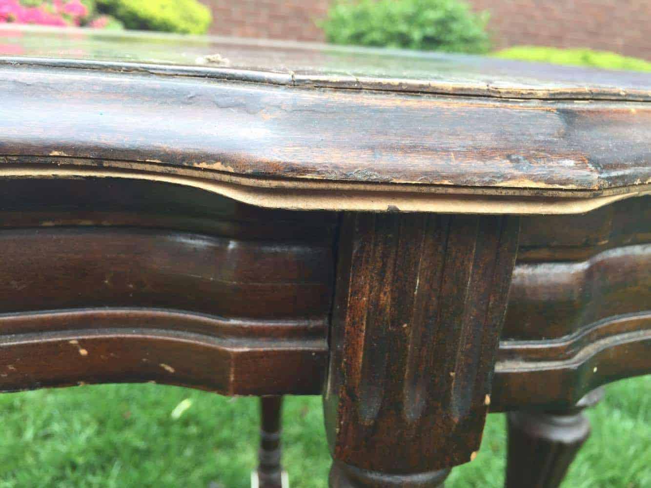 Antique parlor table makeover - How to Save Ugly Wood Grain