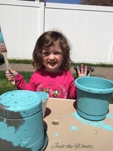 Let the little ones paint too while working in the garden