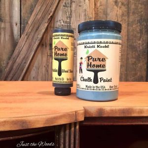 Kristi Kuehl, Pure Home Paint, Memphis Blue, chalk paint, painted desk, teak wood stain