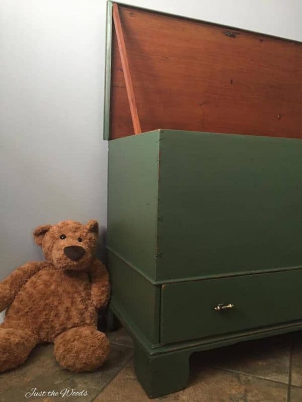 Antique Storage Chest turned Into a Toy Box with Decoupaged Drawer
