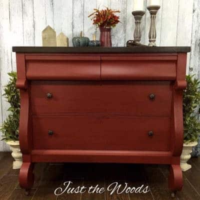 Hand Painted Rust Red Empire Buffet