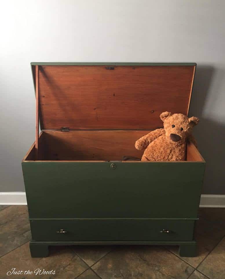 Antique Storage Chest turned Into a Toy Box with Decoupaged Drawer