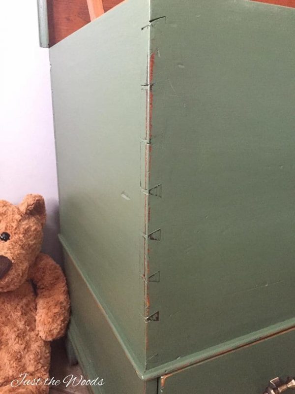 Antique Storage Chest turned Into a Toy Box with Decoupaged Drawer