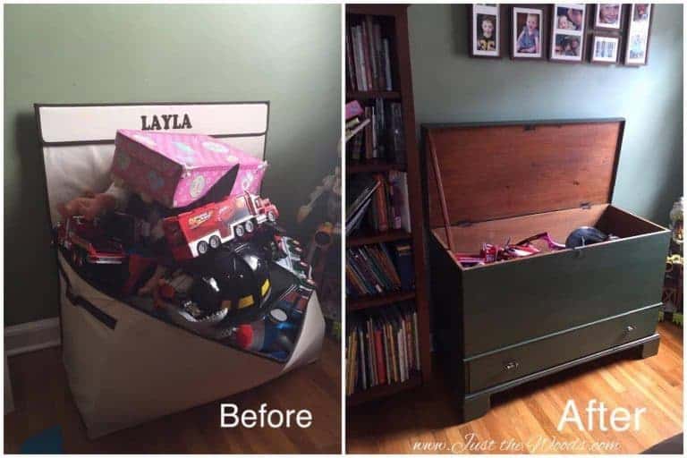 Antique Storage Chest turned Into a Toy Box with Decoupaged Drawer