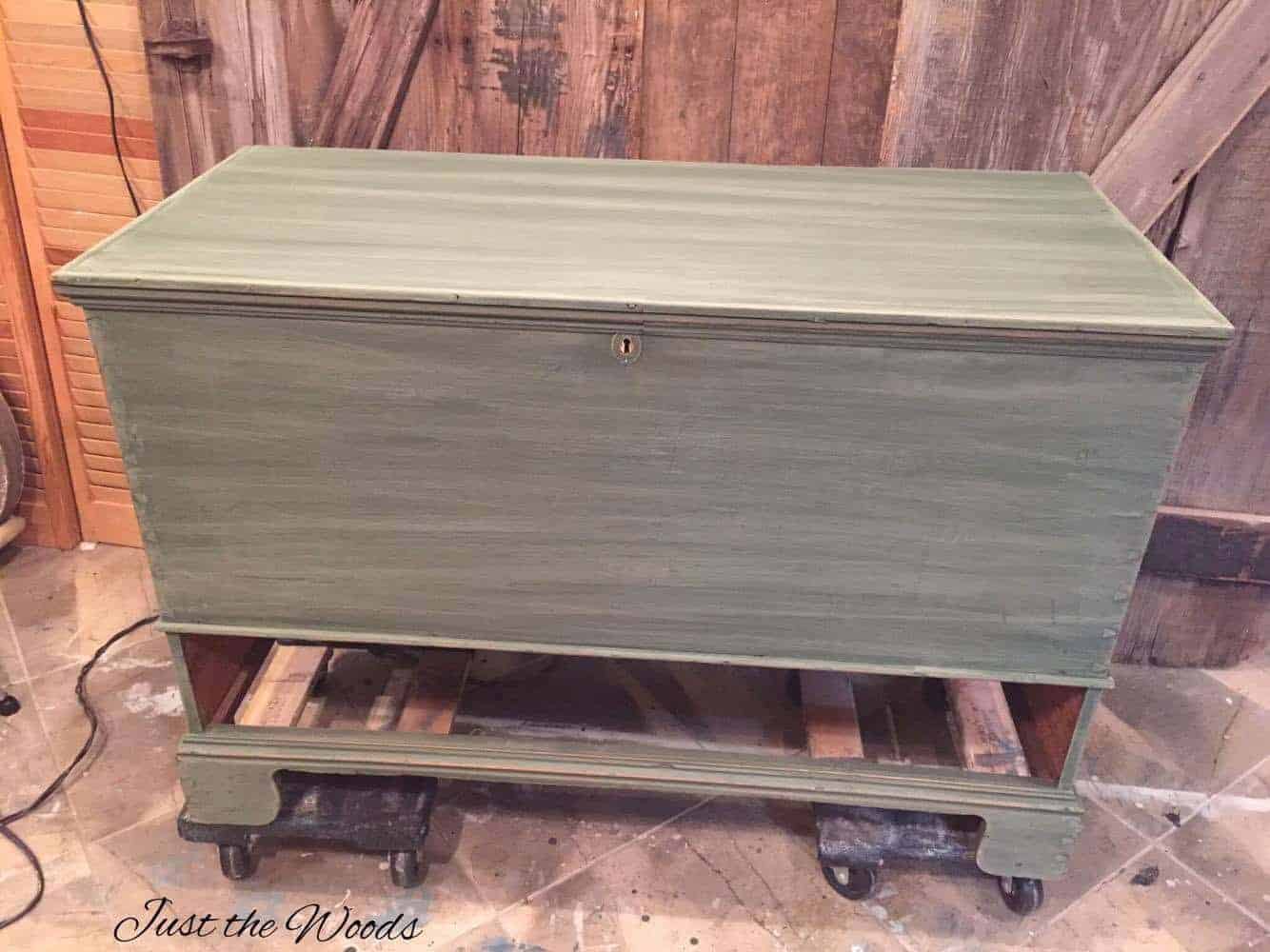 Antique Storage Chest turned Into a Toy Box with Decoupaged Drawer