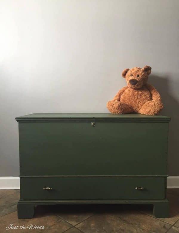 Antique Storage Chest turned Into a Toy Box with Decoupaged Drawer