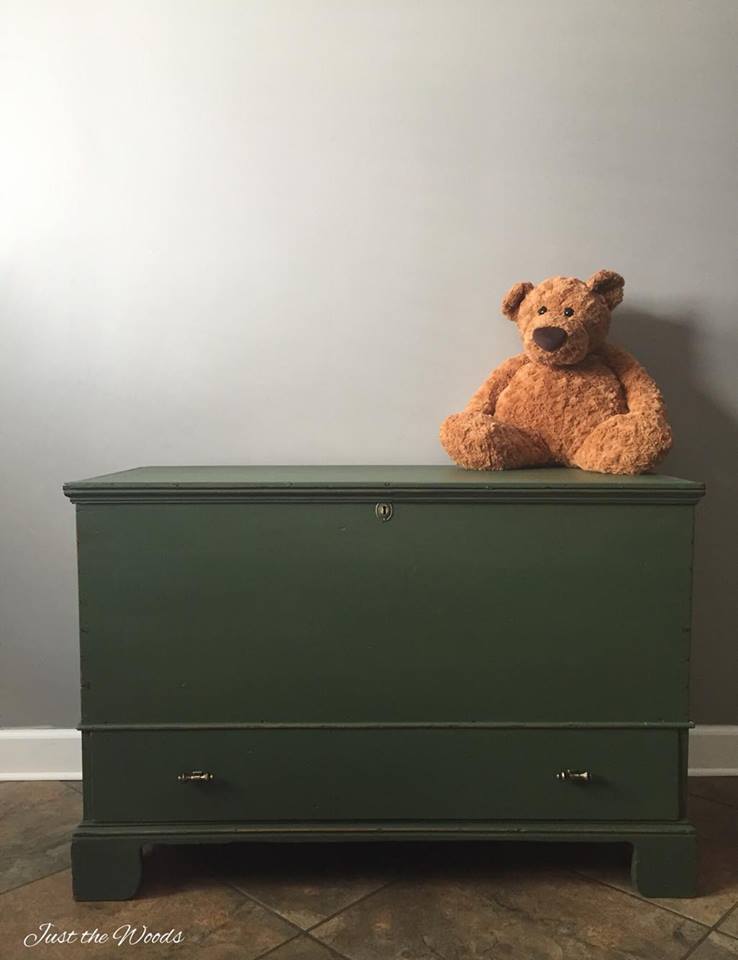 Antique Storage Chest turned Into a Toy Box with Decoupaged Drawer