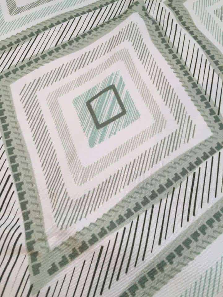 Transform an Antique Storage Chest To Custom Toy Box ikat fabric, ikat, minted, green fabric