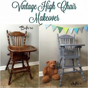 Hand Painted Vintage High Chair with Baby Safe Products