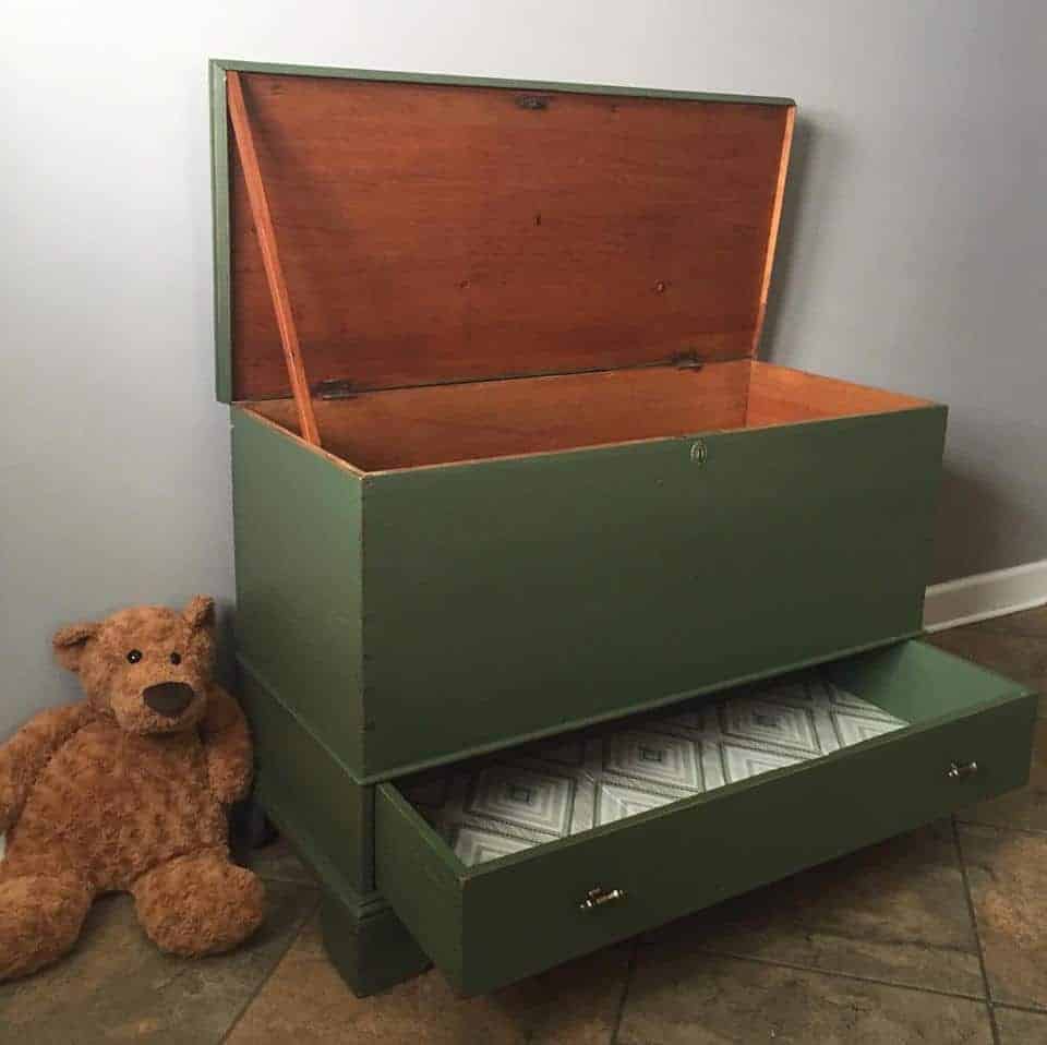 toy box, blanket chest, antique, storage trunk, green toy box, wood storage chest, custom toy box