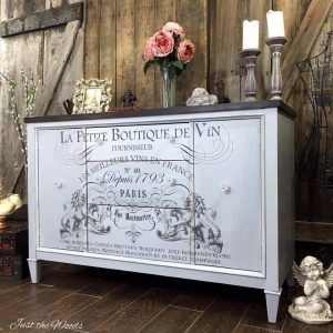 vintage buffet, image transfer, just the woods, french buffet, french chic, painted furniture