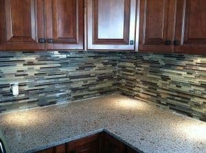 Mosaic glass and tile back splash