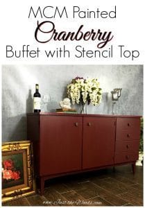 Cranberry Painted Credenza with Stencil Top by Just the Woods cranberry-painted-buffet