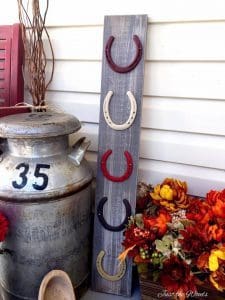 horse shoes and fall decor