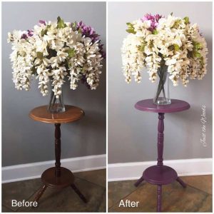 Before and after painted plant stand 