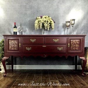 Elegant Painted Buffet with Gold Stencil Details by Just the Woods