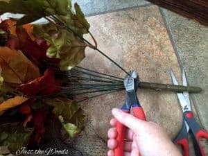 Trim thick floral stems with wire cutters