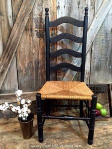 black painted ladder back chair, black chair, ladder back chairs with rush seats, 