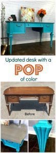 painted desk, turquoise desk, painted furniture, teal