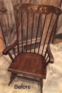 vintage rocking chair, paint sprayer, painted furniture