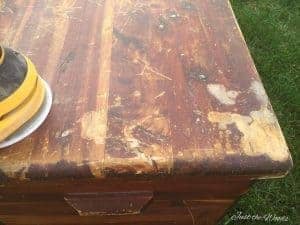 cedar-chest-with-damage, vintage cedar chest, solid cedar wood